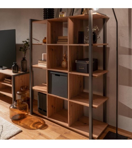 Libreria Denver 31 a cubi colore rovere quercia con profili antracite