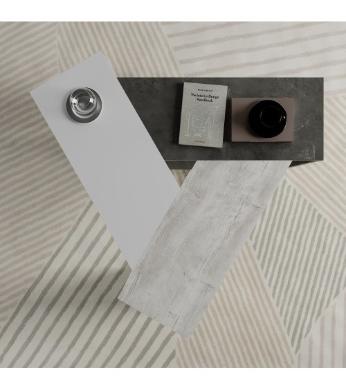 Tavolino da salotto Trio colore cemento bianco