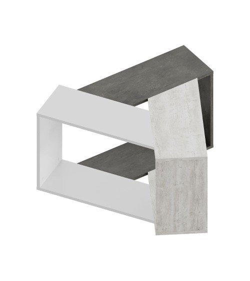 Tavolino da salotto Trio colore cemento bianco