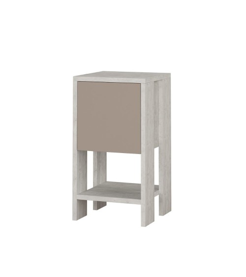 Comodino Ema anta ribalta colore bianco tortora 30x30x55h