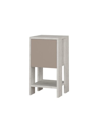 Comodino Ema anta ribalta colore bianco tortora 30x30x55h