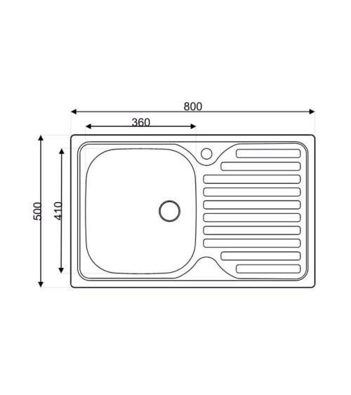 Lavello appoggio 80x50 SA216  1 vasca e gocciolatoio destro