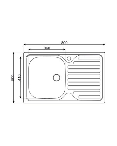 Lavello appoggio 80x50 SA216  1 vasca e gocciolatoio destro