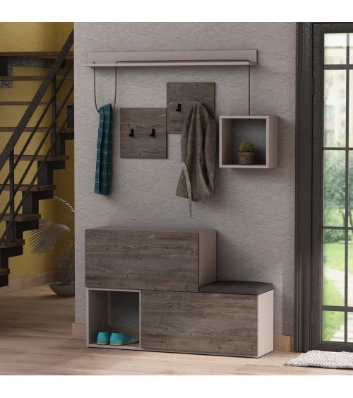 Mobile ingresso scarpiera Holdon colore tortora dark coffee