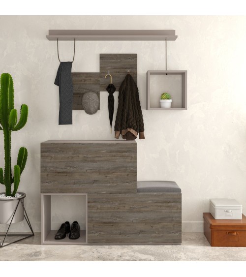 Mobile ingresso scarpiera Holdon colore tortora dark coffee