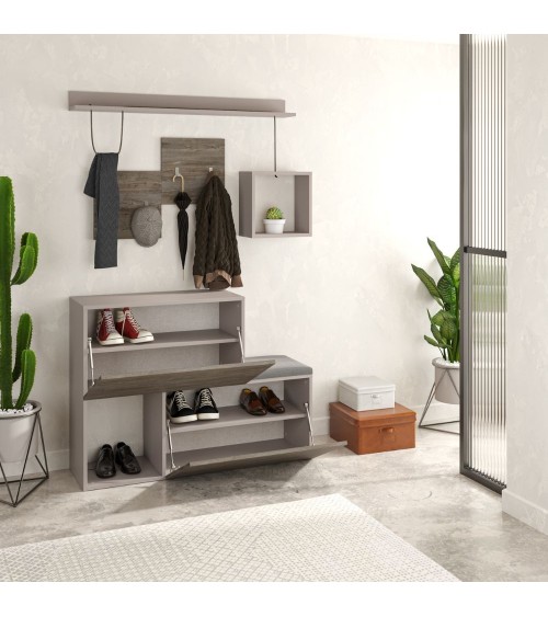 Mobile ingresso scarpiera Holdon colore tortora dark coffee