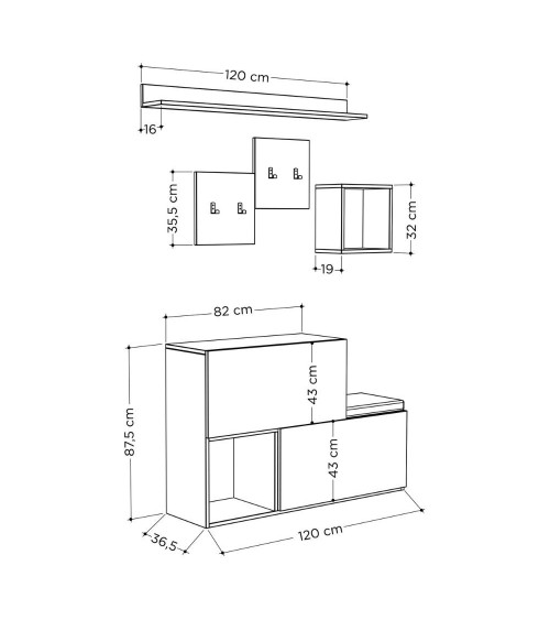 Mobile ingresso scarpiera Holdon colore tortora dark coffee