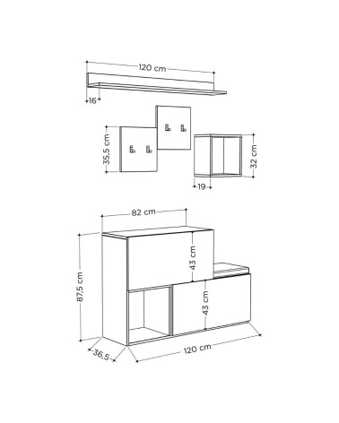 Mobile ingresso scarpiera Holdon colore tortora dark coffee