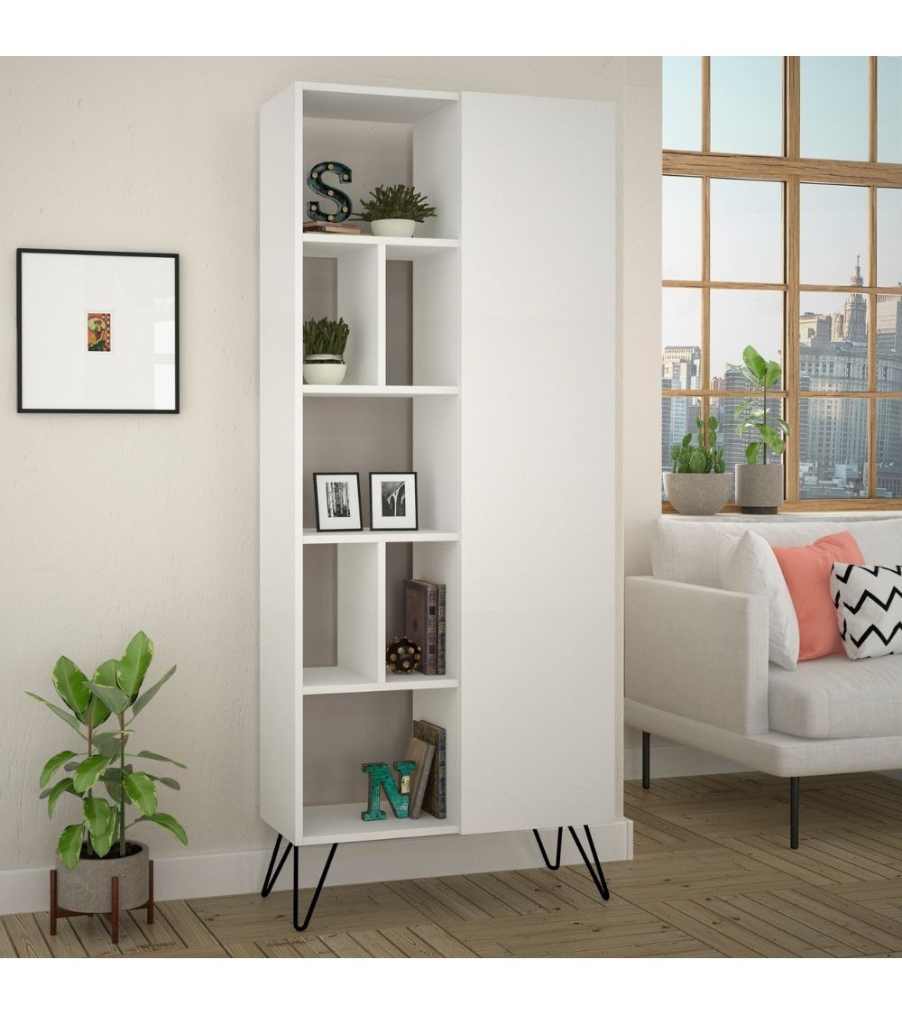Libreria con anta Jedda colore bianco 80,6x191