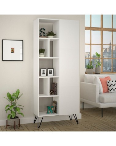 Libreria con anta Jedda colore bianco 80,6x191