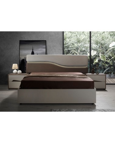 Camera da letto Soleil con letto contenitore colore cashmere e olmo biscotto