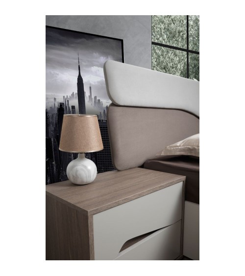 Camera da letto Soleil con letto contenitore colore cashmere e olmo biscotto