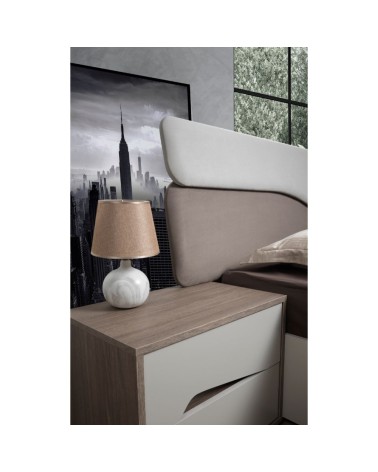 Camera da letto Soleil con letto contenitore colore cashmere e olmo biscotto
