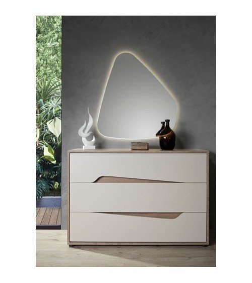 Camera da letto Soleil con letto contenitore colore cashmere e olmo biscotto