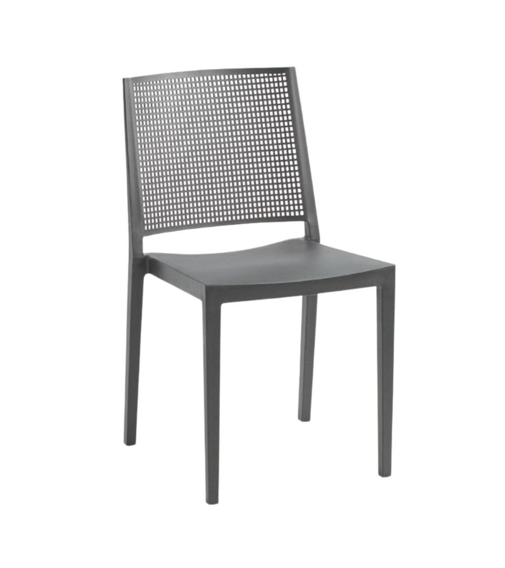 Sedia Grid polipropilene grigio set 4 pezzi