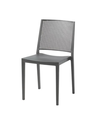 Sedia Grid polipropilene grigio set 4 pezzi