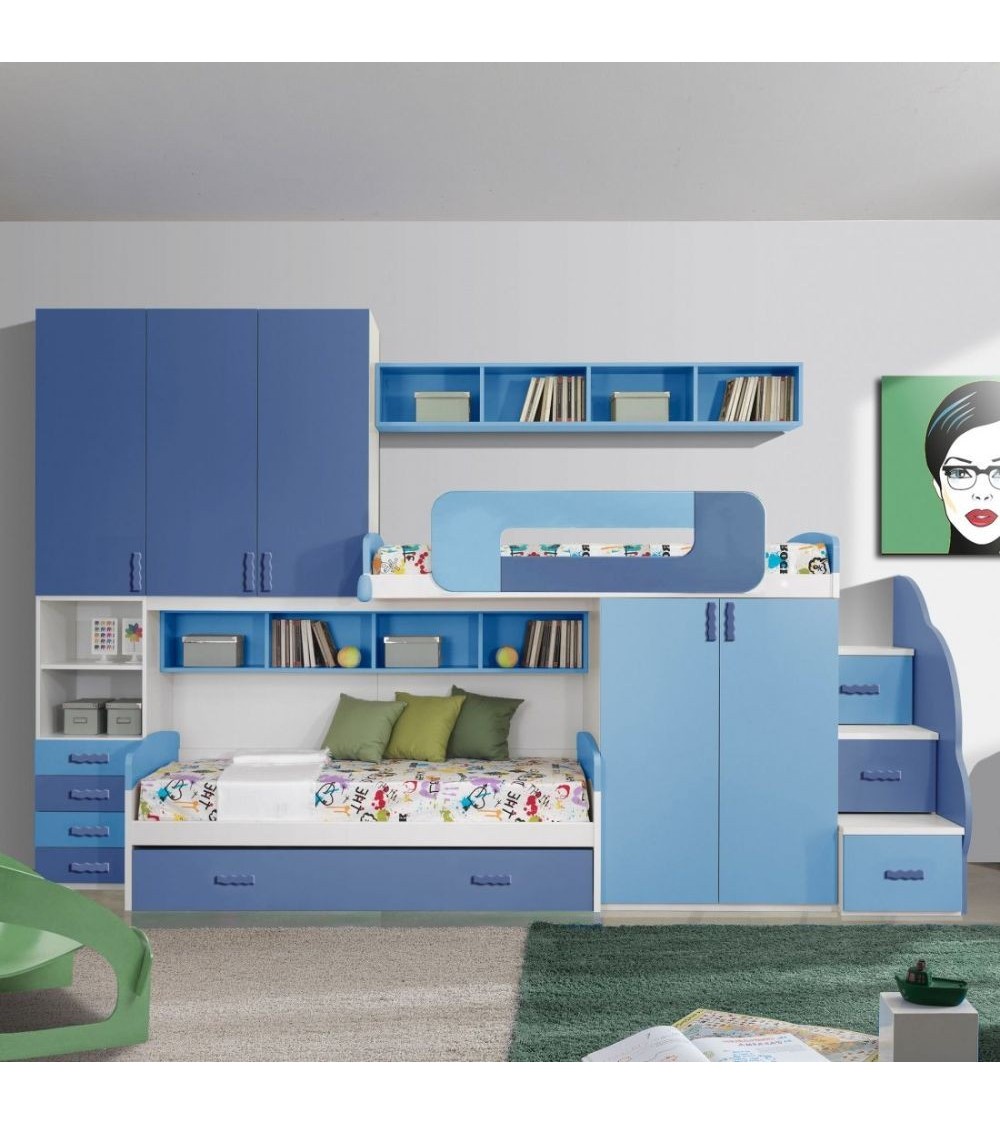 Cameretta soppalco Catania bianco e blu