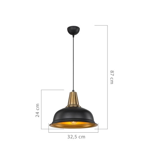 Lampada a sospensione Rena ASZ1341 metallo nero interno oro