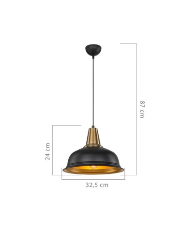 Lampada a sospensione Rena ASZ1341 metallo nero interno oro