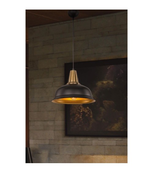 Lampada a sospensione Rena ASZ1341 metallo nero interno oro