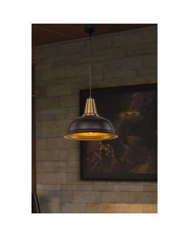 Lampada a sospensione Rena ASZ1341 metallo nero interno oro