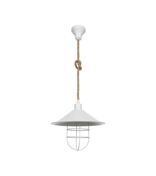 Lampada da soffitto Bulut ASZ0631 metallo bianco e corda iuta