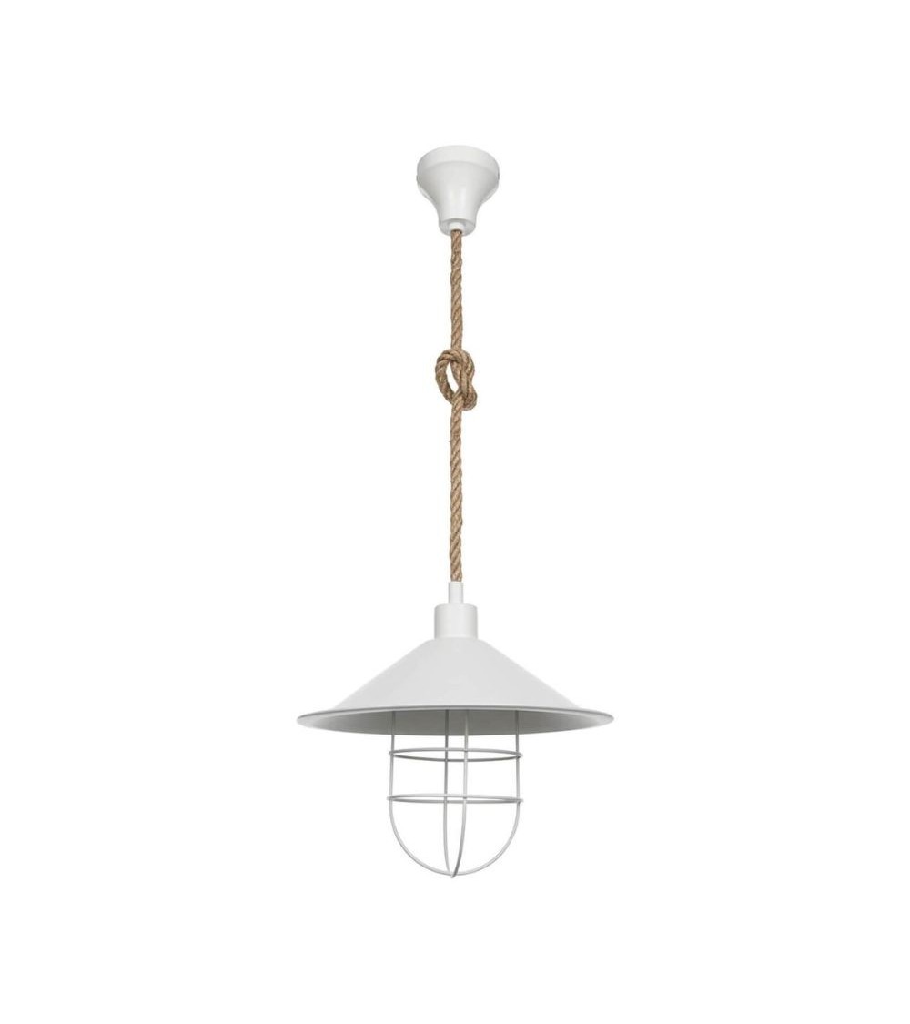 Lampada da soffitto Bulut ASZ0631 metallo bianco e corda iuta