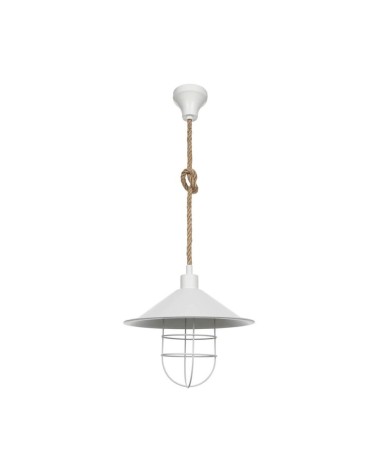 Lampada da soffitto Bulut ASZ0631 metallo bianco e corda iuta