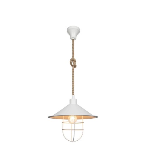 Lampada da soffitto Bulut ASZ0631 metallo bianco e corda iuta