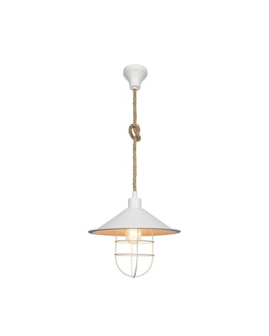 Lampada da soffitto Bulut ASZ0631 metallo bianco e corda iuta