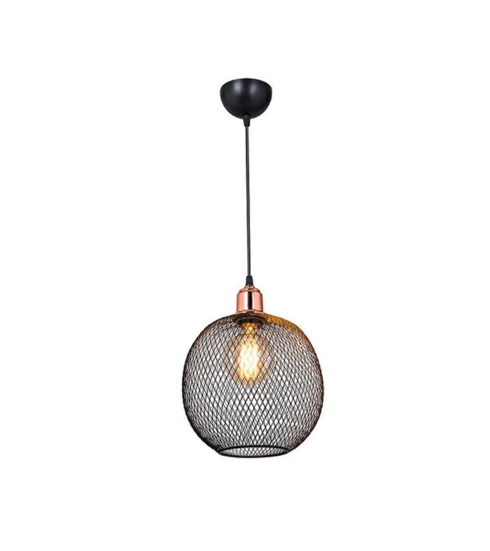 Lampada a sospensione metallo traforato nero Belin MDL4320