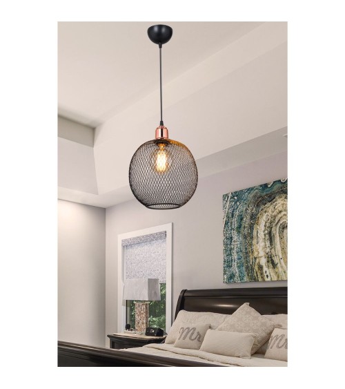 Lampada a sospensione metallo traforato nero Belin MDL4320