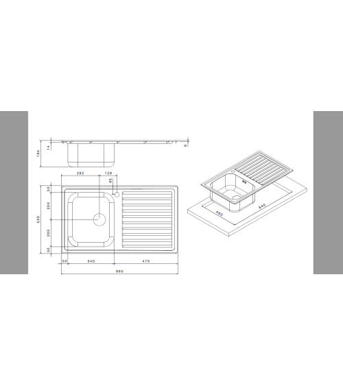 Lavello SAXT331A 86x50 cm sinistro