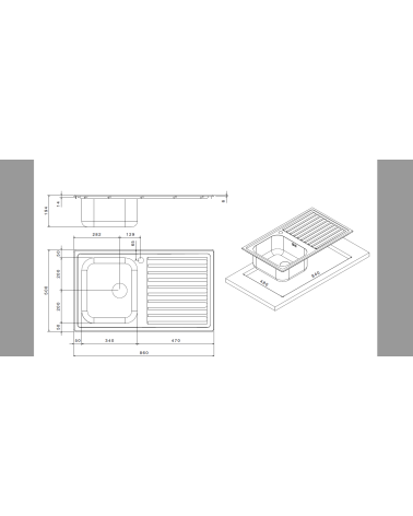 Lavello SAXT331A 86x50 cm sinistro