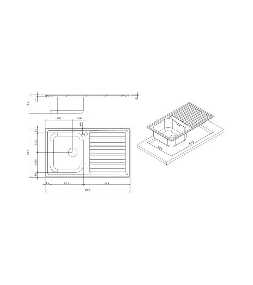 Lavello SAXT331A 86x50 cm destro