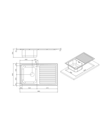 Lavello SAXT331A 86x50 cm destro