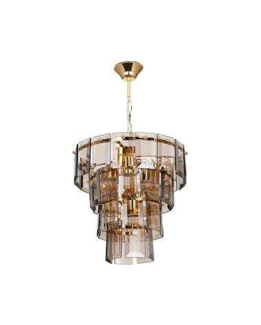 Lampada da soffitto a 4 luci Falez MDL3829 vetro fumè e oro