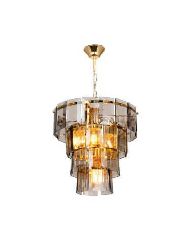 Lampada da soffitto a 4 luci Falez MDL3829 vetro fumè e oro