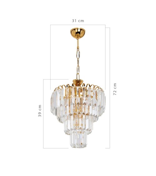 Lampada da soffitto a 3 luci  Miranda MDL3831 vetro e oro
