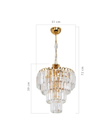 Lampada da soffitto a 3 luci  Miranda MDL3831 vetro e oro
