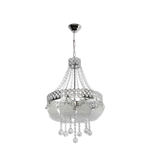 Lampada da soffitto Sare MDL3550 argento vetro decorato e pietre effetto cristallo