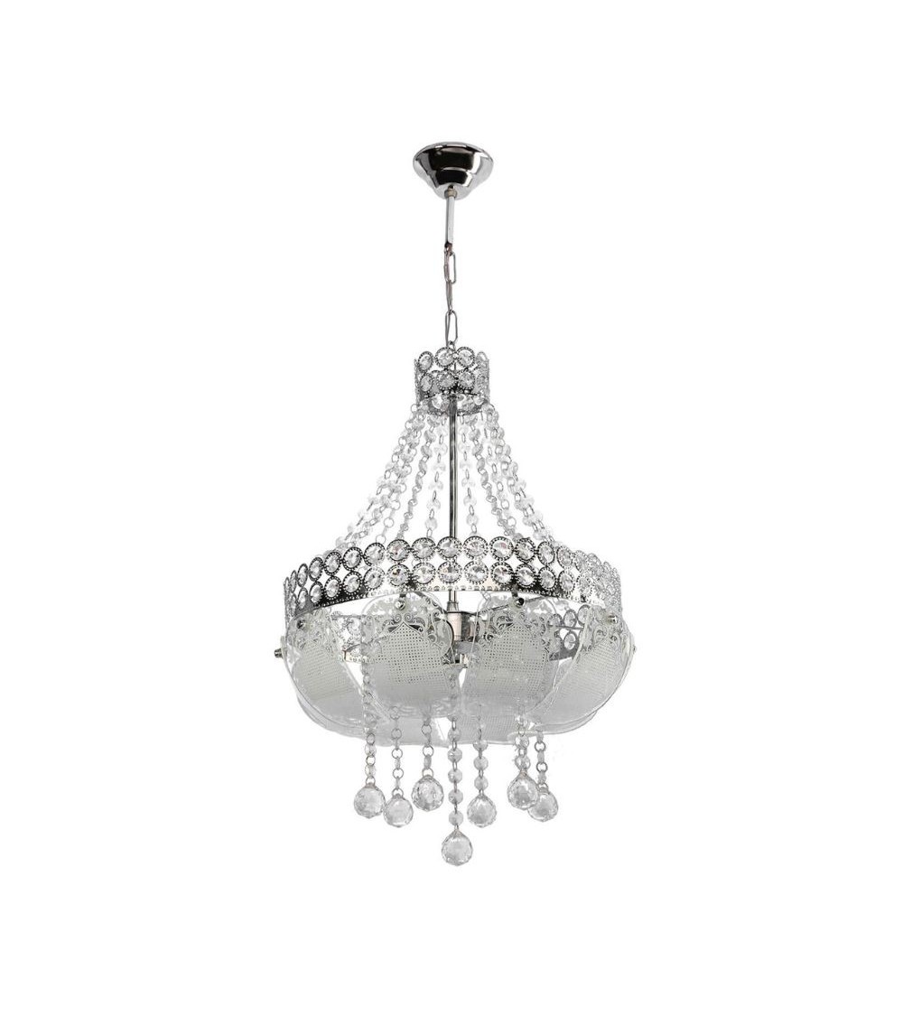 Lampada da soffitto Sare MDL3550 argento vetro decorato e pietre effetto cristallo