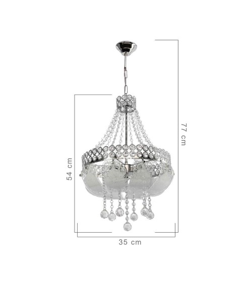 Lampada da soffitto Sare MDL3550 argento vetro decorato e pietre effetto cristallo