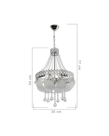Lampada da soffitto Sare MDL3550 argento vetro decorato e pietre effetto cristallo