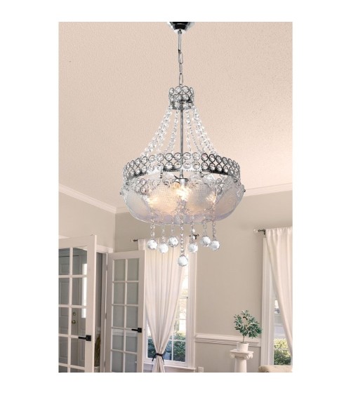 Lampada da soffitto Sare MDL3550 argento vetro decorato e pietre effetto cristallo