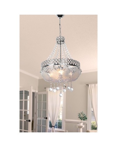 Lampada da soffitto Sare MDL3550 argento vetro decorato e pietre effetto cristallo