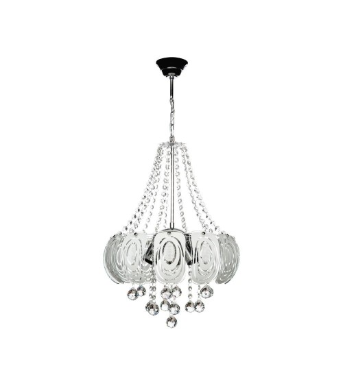 Lampada da soffitto Yon MDL3973 argento vetro decorato e pietre effetto cristallo