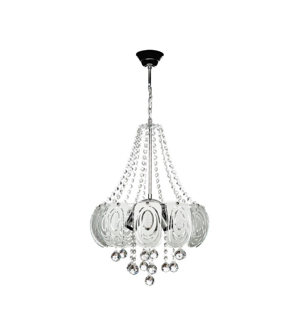 Lampada da soffitto Yon MDL3973 argento vetro decorato e pietre effetto cristallo