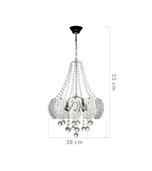 Lampada da soffitto Yon MDL3973 argento vetro decorato e pietre effetto cristallo