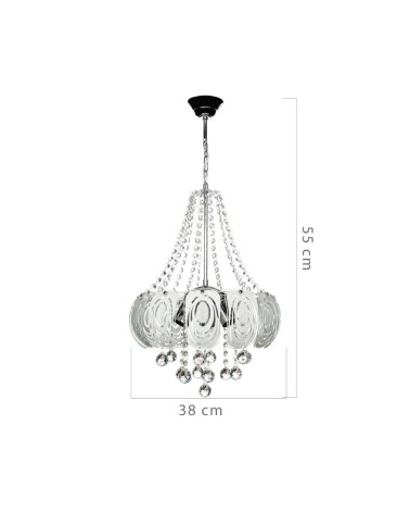 Lampada da soffitto Yon MDL3973 argento vetro decorato e pietre effetto cristallo